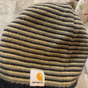 Carhartt Yellow and Black Striped Knit Beanie